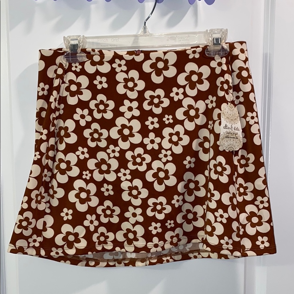 NWT Brown and Cream A-line Mini Skirt for Casual Wear